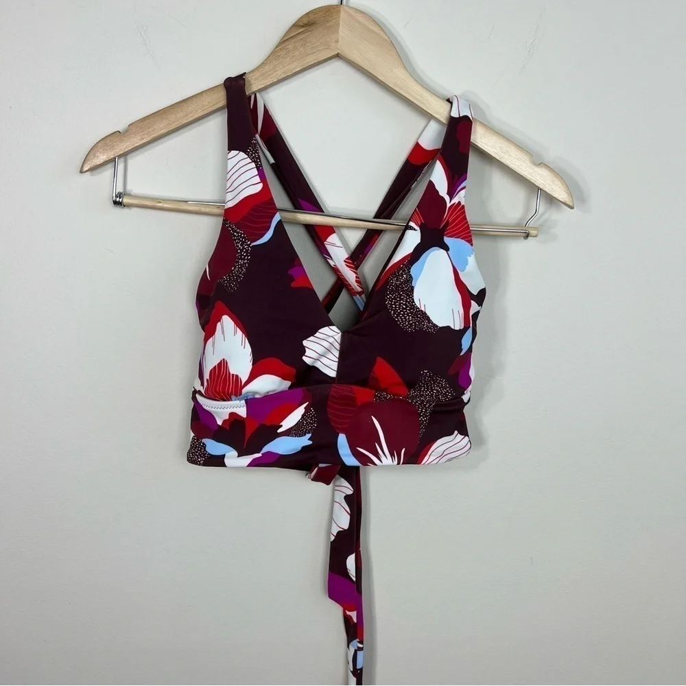 Athleta Plunge‎ Bikini D- DD Top Size Small hero bloom
